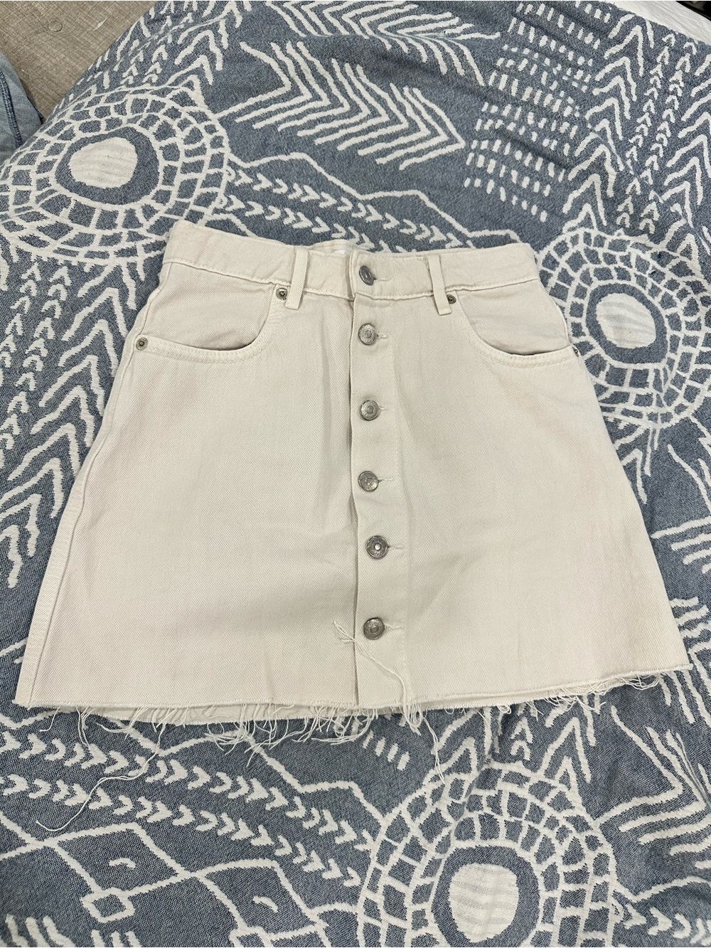 Zara Cream Button-Front Mini Skirt